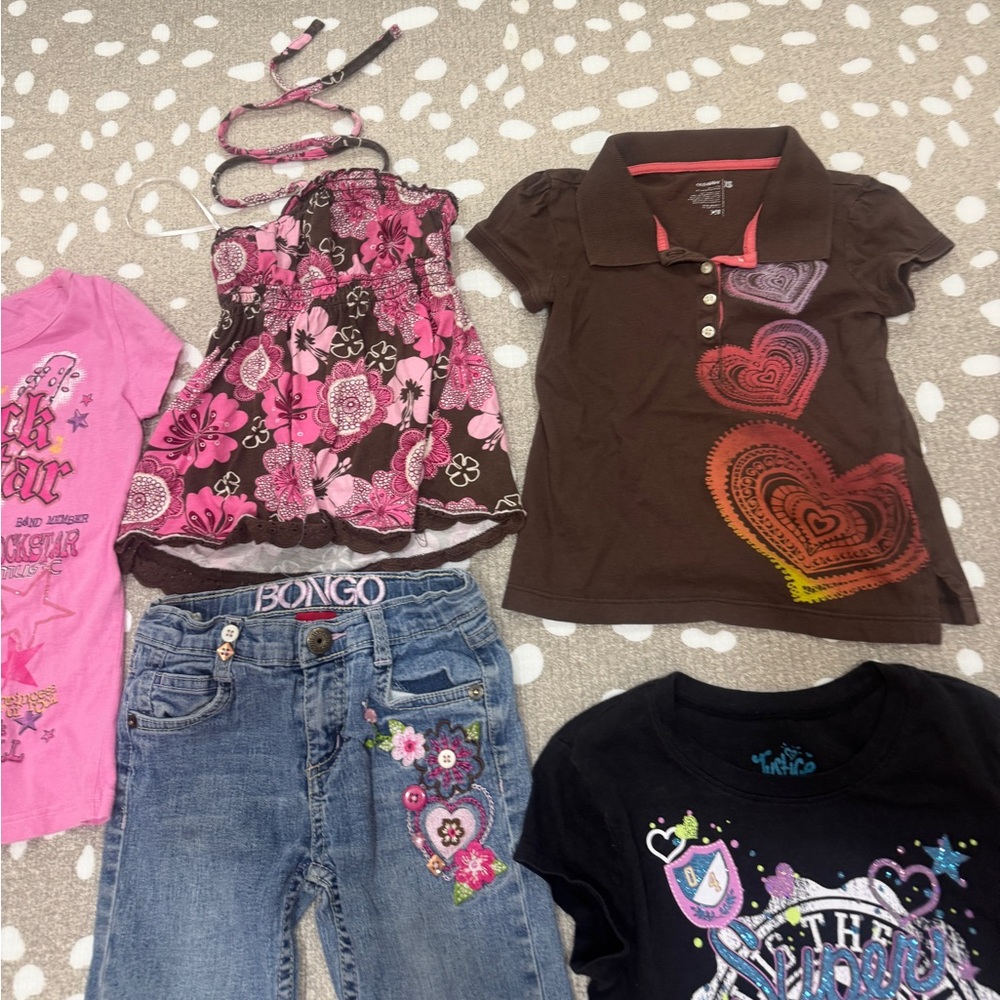 Vintage y2k lot girls tee jeans bedazzled embroidered polo halter tank top - Picture 2 of 14